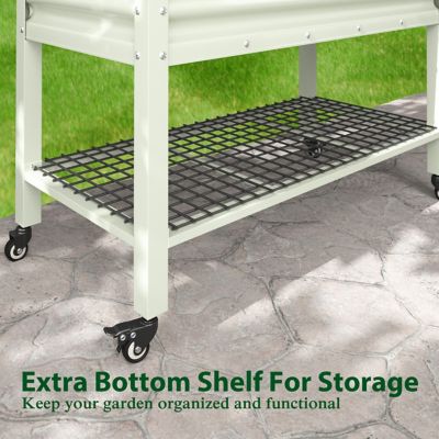 Image showing 8 th Veikous Galvanized Steel Raised Garden Bed with Wheels, Liner and Drainage Function, Light Green