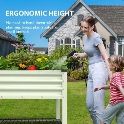 Image showing 9 th Veikous Galvanized Steel Raised Garden Bed with Wheels, Liner and Drainage Function, Light Green