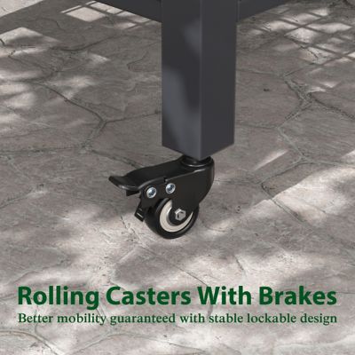 Image showing  48 in. L x 25 in. W x 34 in. H Gray Galvanized Steel Raised Garden Bed with Lockable Wheels, Liner and Drainage Function