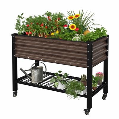 Veikous Metal Raised Garden Bed with Wheels Elevated Planter Box for Patio, PG0102-SWM3