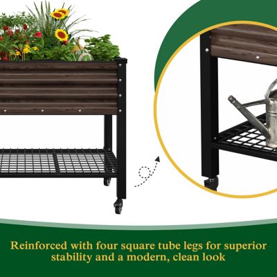 Image showing  Metal Raised Garden Bed with Wheels Elevated Planter Box for Patio, PG0102-SWM3