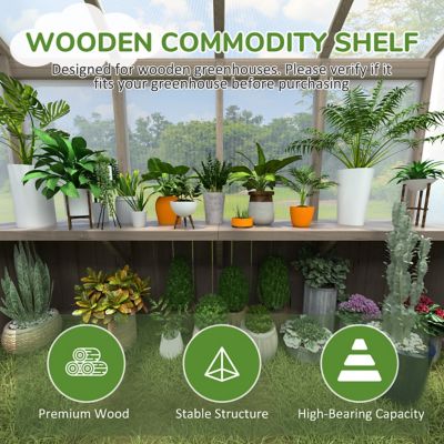 Image showing  90.67 in. Wood Floating Shelf Greenhouse Accessory for Plants Fits All 8 ft. Deep Greenhouse