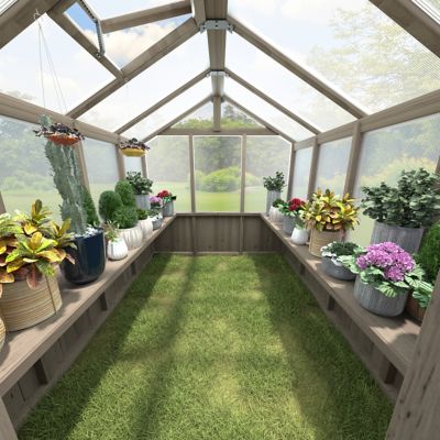 Image showing 9 th Veikous 90.67 in. Wood Floating Shelf Greenhouse Accessory for Plants Fits All 8 ft. Deep Greenhouse