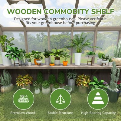 Image showing  113.9 in. Wood Floating Shelf Greenhouse Accessory for Plants Fits All 10 ft. Deep Greenhouse