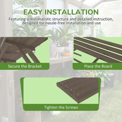 Image showing 5 th Veikous 113.9 in. Wood Floating Shelf Greenhouse Accessory for Plants Fits All 10 ft. Deep Greenhouse