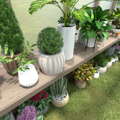 Image showing 9 th Veikous 113.9 in. Wood Floating Shelf Greenhouse Accessory for Plants Fits All 10 ft. Deep Greenhouse