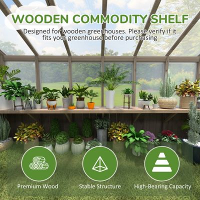 Image showing  137.4 in Wood Raised Beds Greenhouse Shelf for Plants Fit All 12 ft. Deep Greenhouse