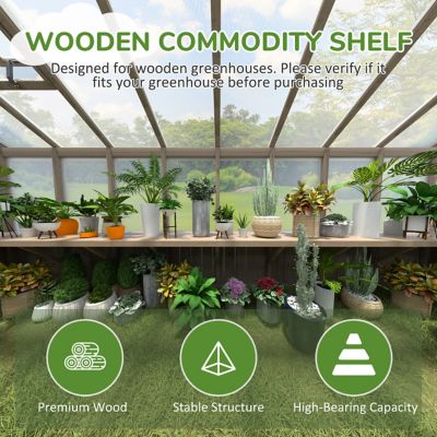 Image showing  184.25 in. Wood Floating Shelf Greenhouse Accessory for Plants Fits All 16 ft. Deep Greenhouse