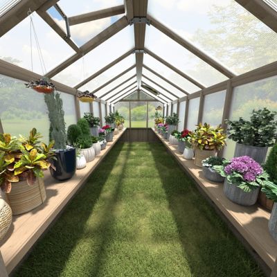 Image showing 9 th Veikous 184.25 in. Wood Floating Shelf Greenhouse Accessory for Plants Fits All 16 ft. Deep Greenhouse