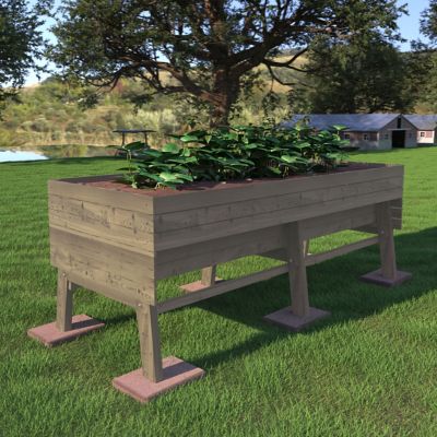 Veikous Large Wooden Raised Garden Bed with Funnel Design and Liner, PG0102-08BN