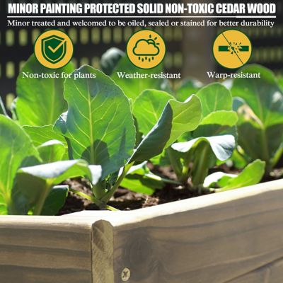 Image showing  71 in. Large Cedar Wood Raised Garden Bed Outdoor with Legs and Liner, Mocha Brown