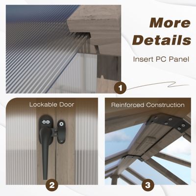 Image showing  8 x 8 ft. Wooden Garden Plant Greenhouse for Outdoors with Polycarbonate Panels and Roof Vent