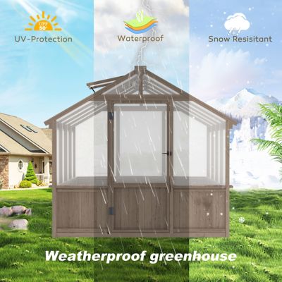 Image showing 7 th Veikous 8 x 8 ft. Wooden Garden Plant Greenhouse for Outdoors with Polycarbonate Panels and Roof Vent