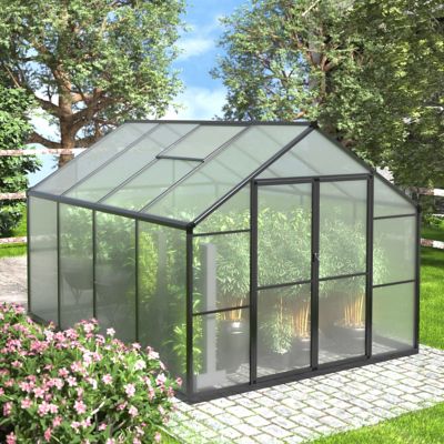 Image showing 8 th Veikous 8 x 8ft. Polycarbonate Walk-In Greenhouse for Outdoors with Adjustable Roof Vent