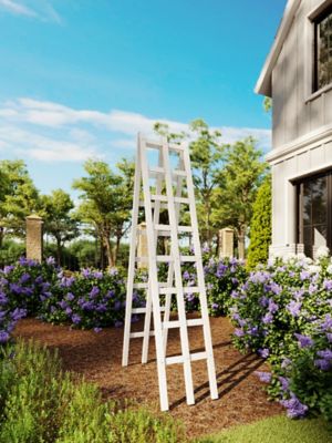 Image showing  Classic 14 in. L x 68 in. H Vinyl A-Frame Ladder Garden Trellis, White