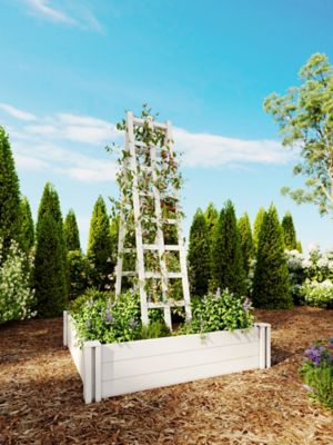 Image showing 6 th Vita Classic 14 L x 68 H in. Vinyl A-Frame Ladder Garden Trellis, White