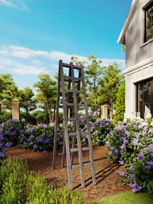 Image showing  Urbana 14 in. L x 68 in. H Vinyl A-Frame Ladder Garden Trellis, Slate Gray