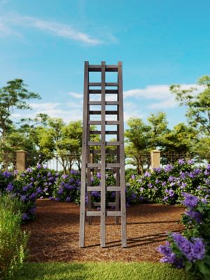 Image showing  Urbana 14 in. L x 68 in. H Vinyl A-Frame Ladder Garden Trellis, Slate Gray