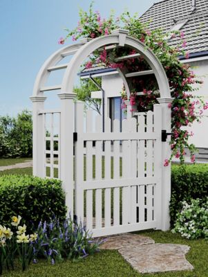 Image showing  Classic 4 x 5ft. Vinyl Garden Arbor Fence Gate, White