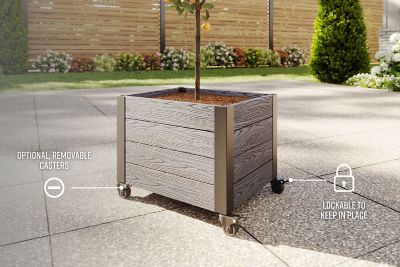 Image showing  Urbana 22 in. L x 18 in. W x 18 in. H Vinyl Planter with Wheels, Slate Gray