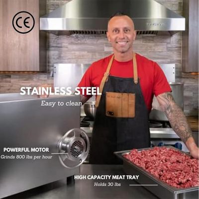 Image showing  #22 1.3HP Professional Electric Meat Grinder with Meat Tray and 2 Grind Plates