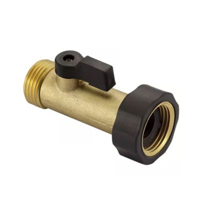 GroundWork 3/4 in. Long Neck Brass Hose Connector with Shutoff