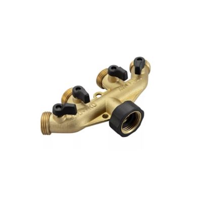 Image showing  4 Way Brass Manifold with Shutoff