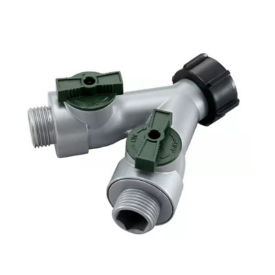 GroundWork 3/4 in. Dual Metal Hose Connector with Shutoff