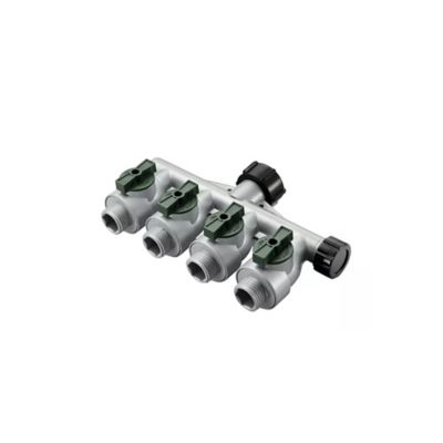 GroundWork 3/4 in. 4-Way Metal Manifold with Shutoff