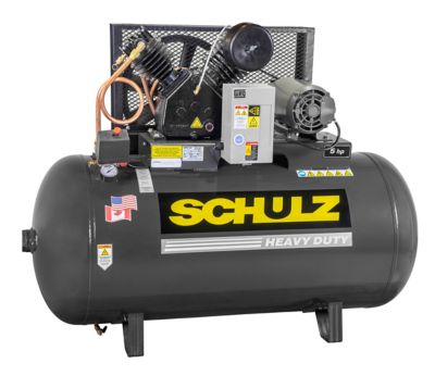 SCHULZ 5 hp 1 Phase 80 gal. 20CFM 175 PSI 230 V, 932.9345-0