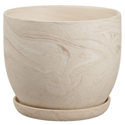 GroundWork Ceramic Planter with Tray, 10 in.