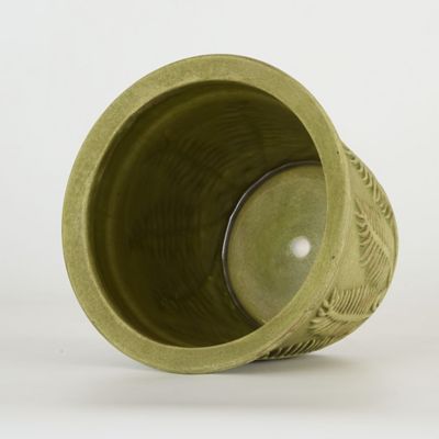 Image showing  Leaves Ceramic Planter, 10 in., Green