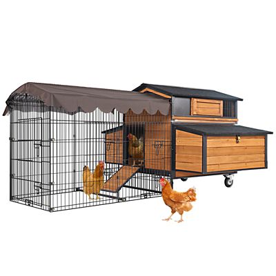Aivituvin Metal Frame Chicken Coop, Wooden Outdoor Large Hen House for 4-6 Chickens