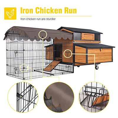 Image showing 5 th Aivituvin Metal Frame Chicken Coop, Wooden Outdoor Large Hen House for 4-6 Chickens