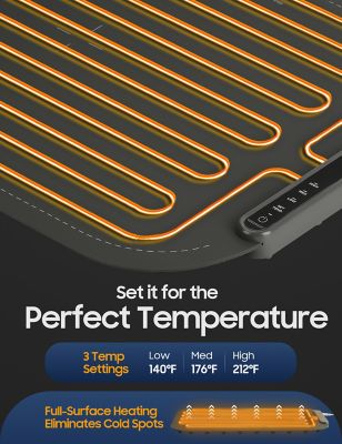 Image showing  Foldable Food Warming Mat, Electric Buffet Warmer with 3 Heat Settings and Auto Shut-Off with Carry Bag, Gray