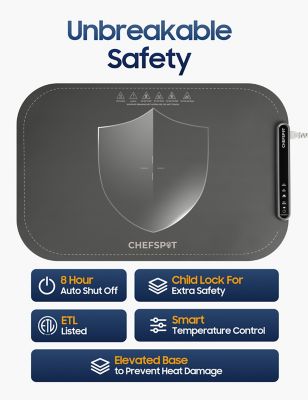 Image showing  Foldable Food Warming Mat, Electric Buffet Warmer with 3 Heat Settings and Auto Shut-Off with Carry Bag, Gray