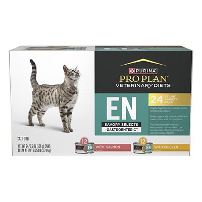 Purina Pro Plan Veterinary Diets EN Gastroenteric Savory Selects Adult Salmon/Chicken Wet Cat Food, 5.5 oz., Pack of 24 Cans