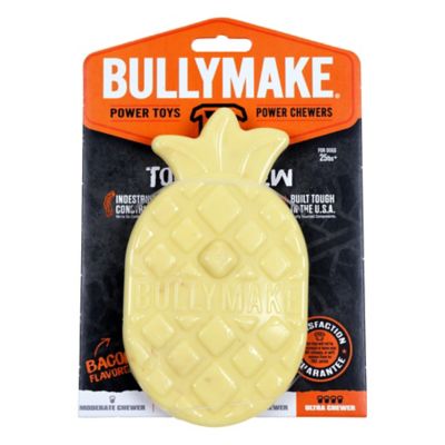 BULLYMAKE Yellow Pineapple with Bacon Flavor Tough Dog Chew Toy