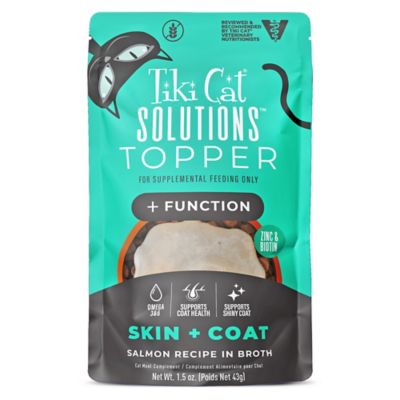 Tiki Cat Solutions Topper Skin Coat Salmon Recipe in Broth Wet Cat Food, 1.5 oz.