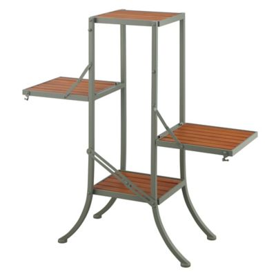 Image showing 2 th Red Shed Metal Folding Table with 4 Shelves