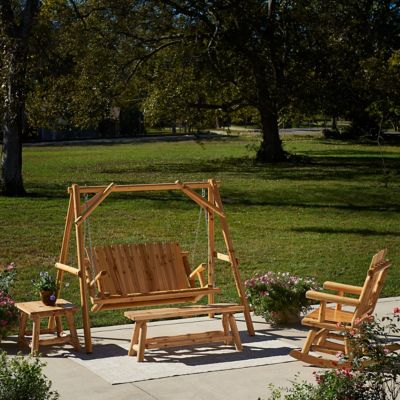 Image showing  Elkin 2-Person Log A-Frame Patio Swing, 500 lb. Capacity, Natural