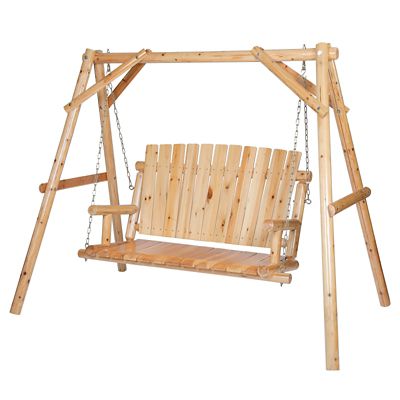 Image showing 3 th Red Shed Elkin 2-Person Log A-Frame Patio Swing, 500 lb. Capacity