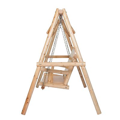 Image showing 4 th Red Shed Elkin 2-Person Log A-Frame Patio Swing, 500 lb. Capacity