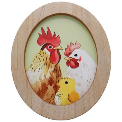 Red Shed Wood Chicken Family Framed Sign, 7 in.
