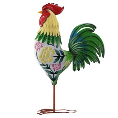 Red Shed Indoor/Outdoor Floral Metal Rooster Statue, 6 ft.