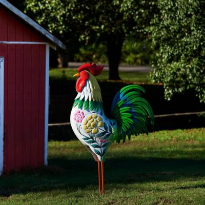 Image showing  Indoor/Outdoor Floral Metal Rooster Statue, 6 ft.
