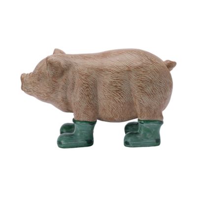 Red Shed Indoor/Outdoor Resin Pig in Rain Boots Statue, 17.32 in.