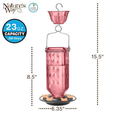 Image showing  Rose Glass Hummingbird Feeder with Ant Moat, 23 oz.