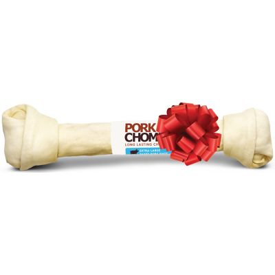 Pork Chomps Holiday 20 in. Baked Knot Bone With Bow