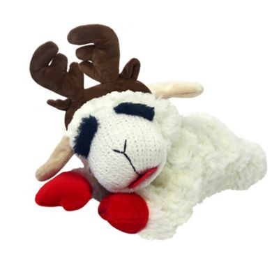 Multipet 10 in. Lamb Chop Reindeer Plush Dog Toy